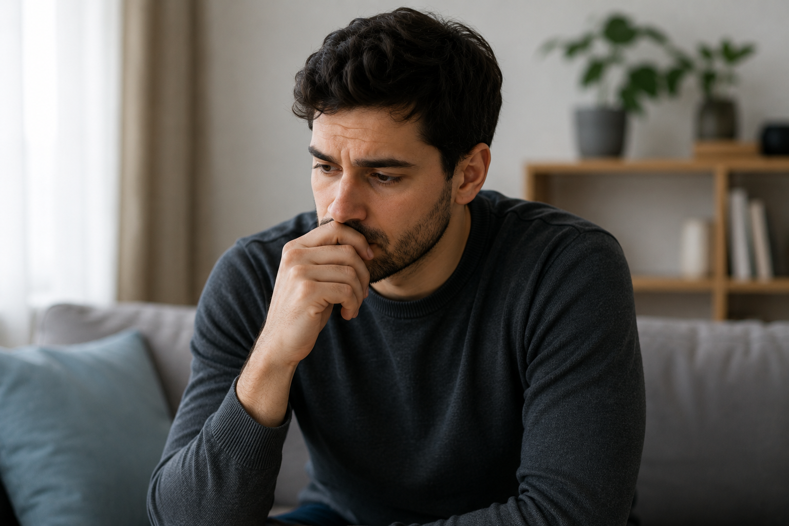 Persona con baja autoestima reflexionando sobre iniciar terapia psicológica
